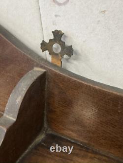 Antique tiger oak quarter sawn hanging cabinet curio keys beveled glass