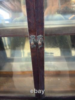 Antique tiger oak quarter sawn hanging cabinet curio keys beveled glass