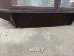 Antique tiger oak quarter sawn hanging cabinet curio keys beveled glass