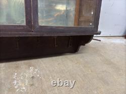Antique tiger oak quarter sawn hanging cabinet curio keys beveled glass