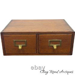 Antique tiger oak two drawer card catalog recipe file cabinet desk top 1920