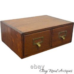 Antique tiger oak two drawer card catalog recipe file cabinet desk top 1920