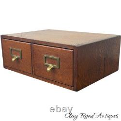 Antique tiger oak two drawer card catalog recipe file cabinet desk top 1920