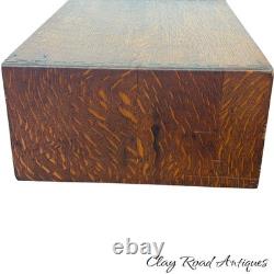 Antique tiger oak two drawer card catalog recipe file cabinet desk top 1920