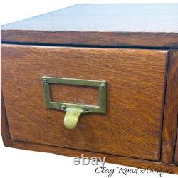 Antique tiger oak two drawer card catalog recipe file cabinet desk top 1920