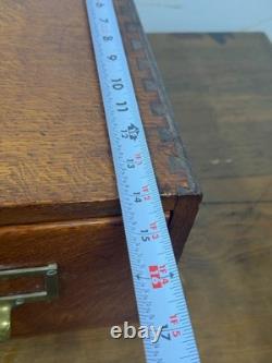 Antique tiger oak two drawer card catalog recipe file cabinet desk top 1920