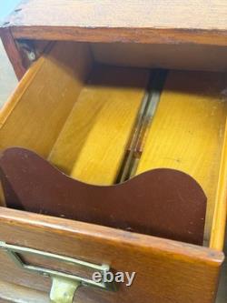 Antique tiger oak two drawer card catalog recipe file cabinet desk top 1920