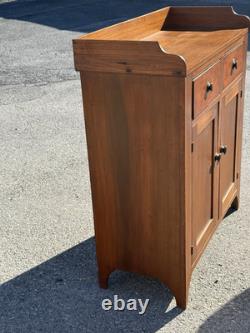 Antique tulip poplar & walnut jelly cupboard milk cabinet 40 small bracket 1860