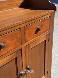 Antique tulip poplar & walnut jelly cupboard milk cabinet 40 small bracket 1860