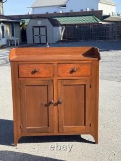 Antique tulip poplar & walnut jelly cupboard milk cabinet 40 small bracket 1860