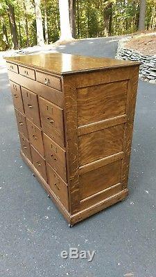 Antique vintage tiger oak office file cabinet, 12 drawers lawyer, banker, broker