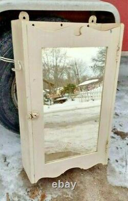 Antique vintage wood wall medicine cabinet with mirror bathroom cabinet