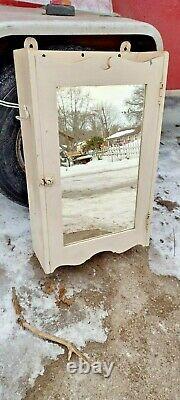 Antique vintage wood wall medicine cabinet with mirror bathroom cabinet