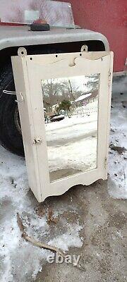 Antique vintage wood wall medicine cabinet with mirror bathroom cabinet