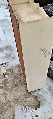 Antique vintage wood wall medicine cabinet with mirror bathroom cabinet