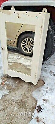 Antique vintage wood wall medicine cabinet with mirror bathroom cabinet