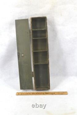 Antique wall box divided cubby cabinet shelves 17x4x2 paint 19th original