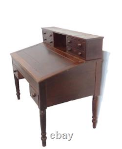 Antique walnut 19th shop keepers hardware store cabinet desk country store