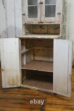 Antique wood Cabinet Country Primitive apothecary kitchen cupboard window door