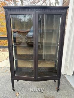 Antique wood cabinet curved glass Great Display Cabinet