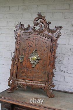 Antique wood carved apothecary wall standing cabinet rare