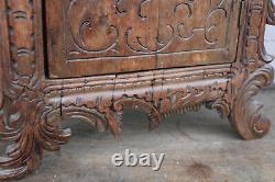 Antique wood carved apothecary wall standing cabinet rare