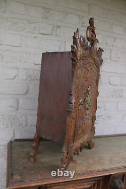 Antique wood carved apothecary wall standing cabinet rare