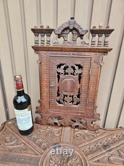 Antique wood kitchen apothecary wall cabinet