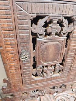 Antique wood kitchen apothecary wall cabinet