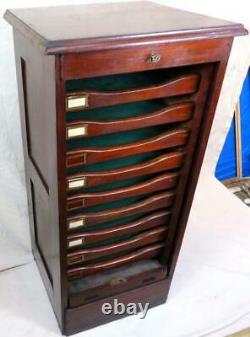 Antique wood music gun tool file cabinet tambour door 1910