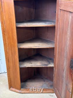 Antique yellow pine eastern shore hanging corner cupboard 1700s primitive south