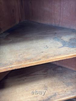 Antique yellow pine eastern shore hanging corner cupboard 1700s primitive south