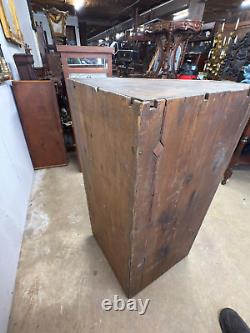 Antique yellow pine eastern shore hanging corner cupboard 1700s primitive south