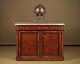Antqiue Marble Top & Parquetry Commode Side Cabinet C. 1905