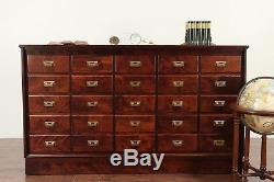Apothecary Counter, 25 Drawer Antique File or Collector Cabinet, Signed #30026