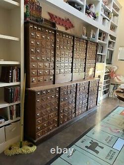 Apothecary Solid Oak Antique Cabinet 3 Size Drawers