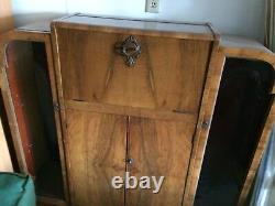 Art Deco Bar Cabinet with fold down tray / stem holder