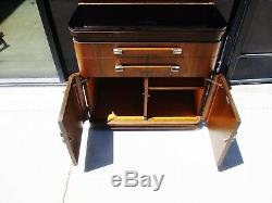 Art Deco Hamilton Dental Cabinet Designed Donald Deskey Walnut Black Glass