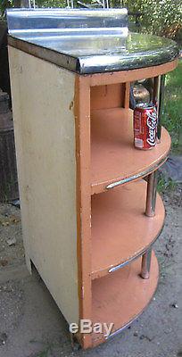 Art Deco MID Century Kitchen Chrome Counter Top Table Cabinet Draw Stand Shelf