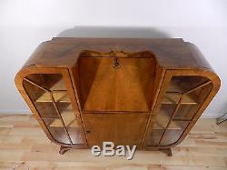 Art Deco Vtg Antique Bookcase Display Secretary Cabinet with Drop Front Desk