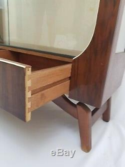 Art Deco mahogany wood display cabinet bookcase sliding glass door Antique 30's