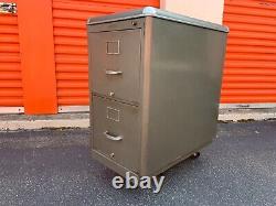 Art deco revival File Cabinet 2 drawer Yawman & Erbe metal corners RARE