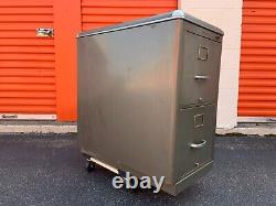 Art deco revival File Cabinet 2 drawer Yawman & Erbe metal corners RARE