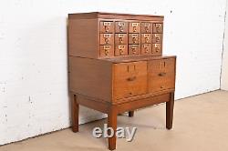 Arts & Crafts Oak 17-Drawer Card Catalog Filing Cabinet by Remington Rand, 1940s