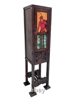 Arts and Crafts Cellarette c1910 Arts and Crafts Wood Cabinet with slag glass
