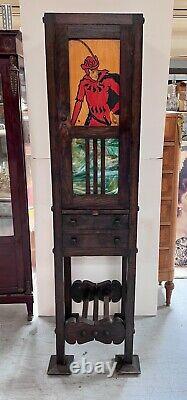 Arts and Crafts Cellarette c1910 Arts and Crafts Wood Cabinet with slag glass