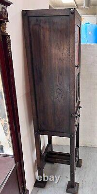 Arts and Crafts Cellarette c1910 Arts and Crafts Wood Cabinet with slag glass