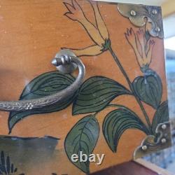 Asian-inspired or Chinoiserie hand-painted wooden chest of drawers