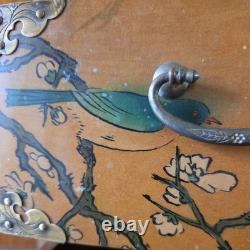Asian-inspired or Chinoiserie hand-painted wooden chest of drawers