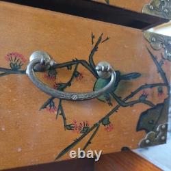 Asian-inspired or Chinoiserie hand-painted wooden chest of drawers